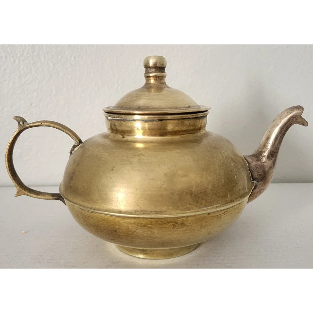 Vintage Copper & Aluminum Teapot 8 inch boho grannycore cottage core Decore